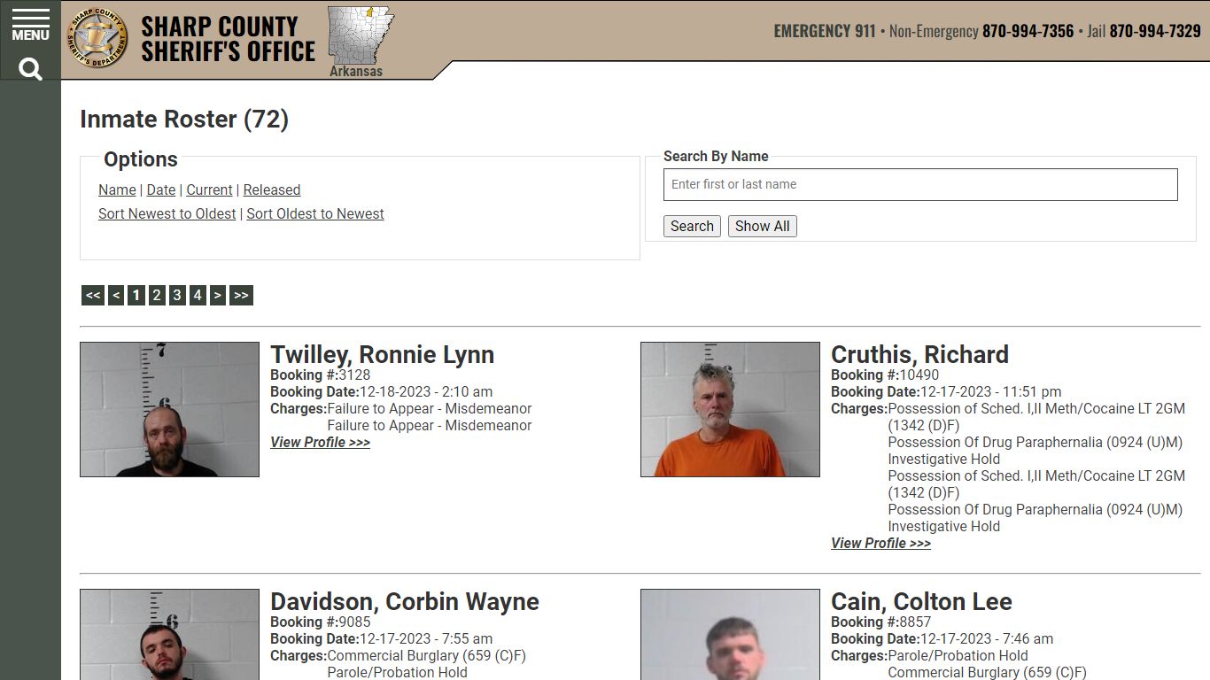 Inmate Roster (70) - Sharp County Sheriff